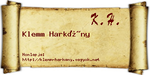 Klemm Harkány névjegykártya